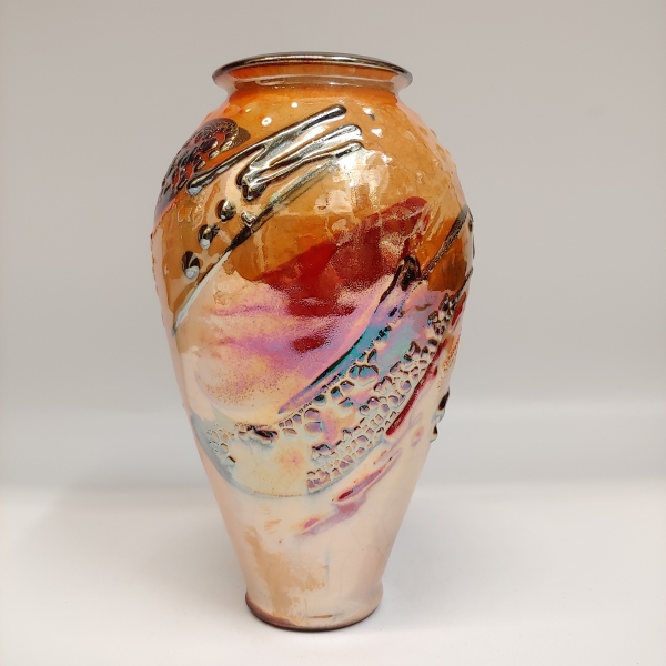 Click to view detail for #221177 Raku Vase 3x Fired 7.25x4 $32